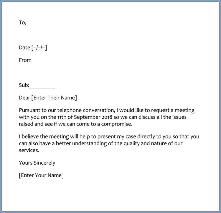 Sample letter follow up meeting request