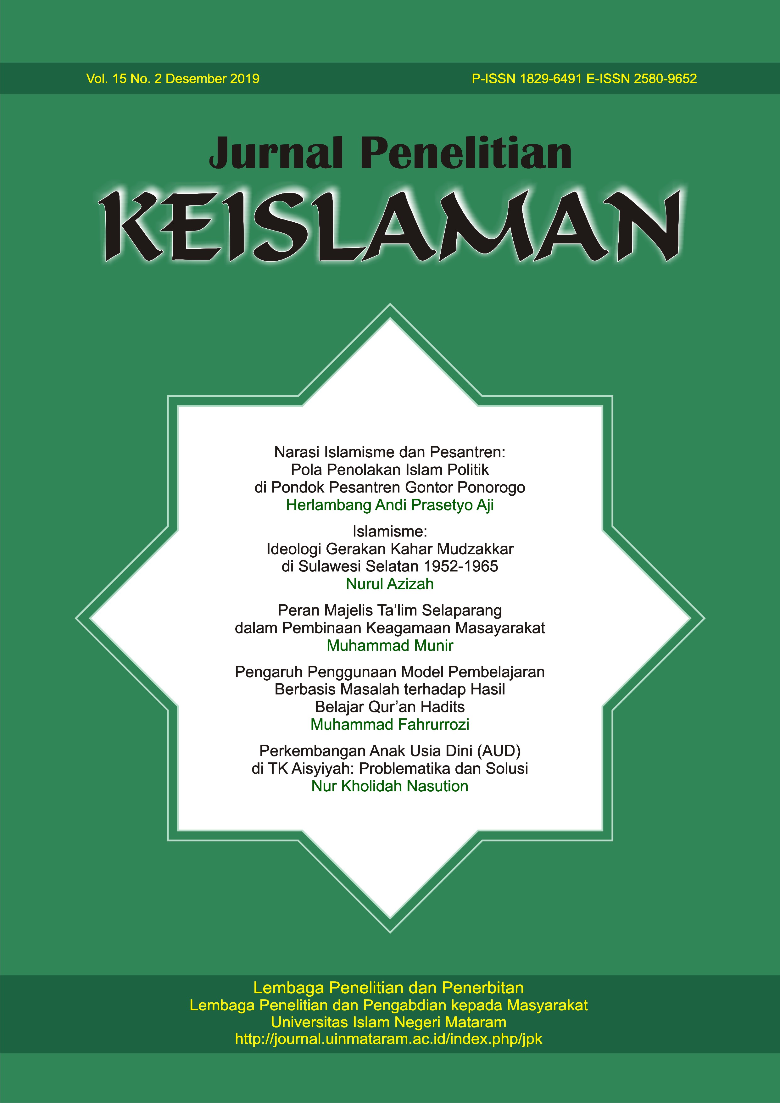 Perkembangan Anak Usia Dini Aud Di Tk Aisyiyah Problematika Dan Solusi Jurnal Penelitian Keislaman