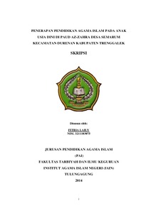 Penerapan Pendidikan Agama Islam Pada Anak Usia Dini Di Paud Az Zahra Desa Semarum Kecamatan Durenan Kabuaten Trenggalek Institutional Repository Of Iain Tulungagung