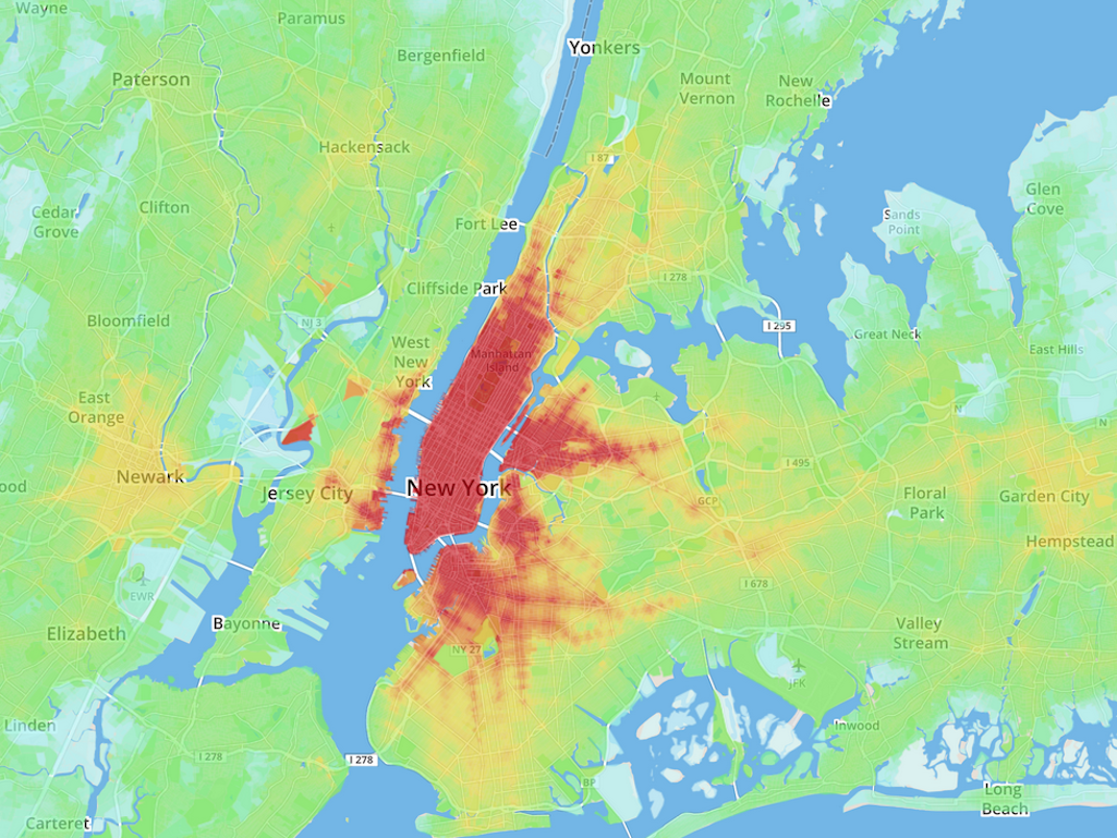 Commuting map of New York City